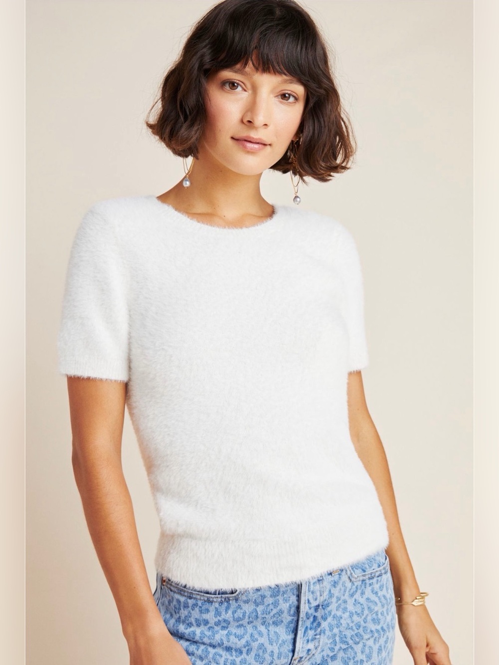 Anthropologie Suri Eyelash Sweater Tee Size Small - C69-021
